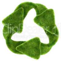 Ecological sustainability: green grass recycling symbol