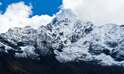 Thamserku Mountain peak in Himalayas, Nepal