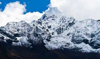Thamserku Mountain peak in Himalayas, Nepal