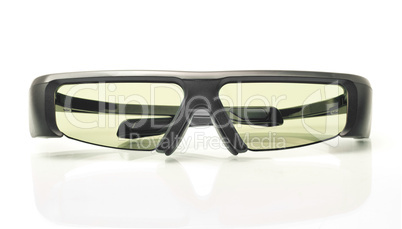 Stereo 3D TV: active shutter glasses on white