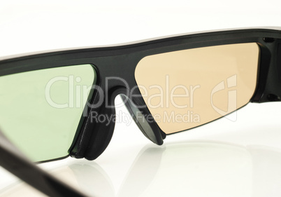 Stereo 3D TV: close up of active shutter glasses