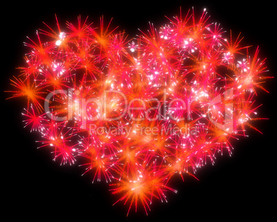 Valentines Day red Fireworks heart shape