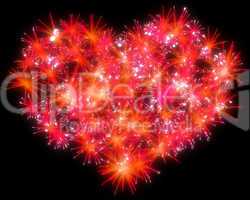 Valentines Day red Fireworks heart shape