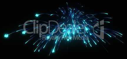 Xmas: blue festive fireworks at night