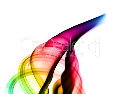 Abstract colorful smoke swirl on white