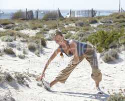 Fitness exercise on a beach