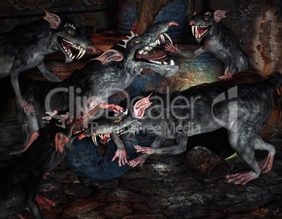 Kämpfende Monster Ratten