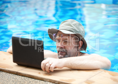 Man in pool.