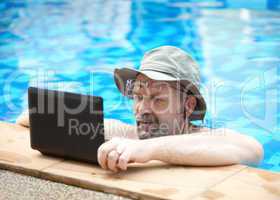 Man in pool.