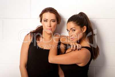 Two Sexy Brunettes In Leotards