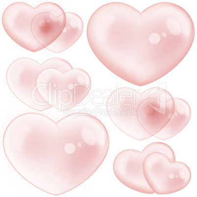 Set of Red Crystal Hearts