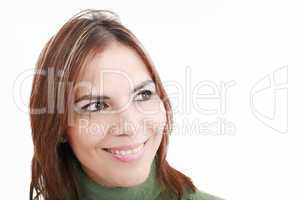 Closeup of beautiful Caucasian woman looking away