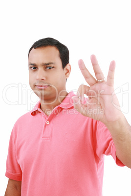 Happy handsome smiling man. Isolated over white background. Focu