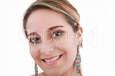 portrait of a beautiful young woman with bright makeup