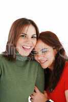 Portrait of two women laughing