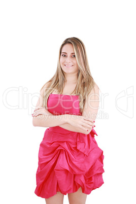 Portrait of young sexy woman on white background.