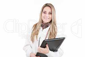 Smiling medical doctor. Isolated over white background