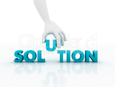3d Hand and word Solution, business concept