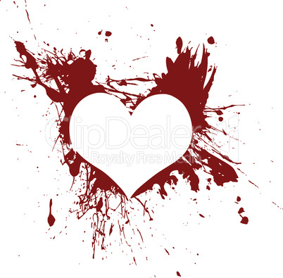 Red grunge heart, vector