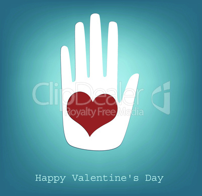 hand giving heart, vector, happy Valentine's Day
