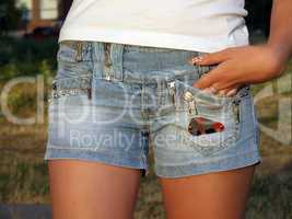 Girl In Blue Jeans Short Shorts. big picture. 2