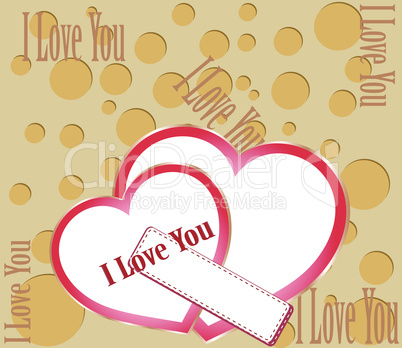 Valentine card with lettering I Love You. Vector