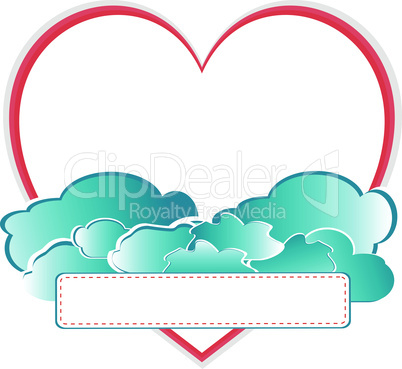 heart and clouds isolated on white background, vector
