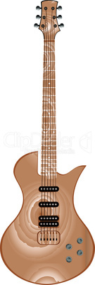 Beautiful wood electric guitar isolated on white background