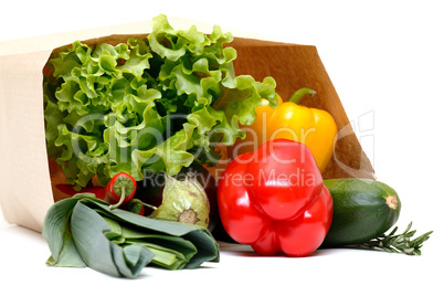 grocery bag full of vegetables