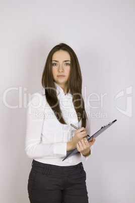 Businesswoman holding folder Businesswoman holding folder
