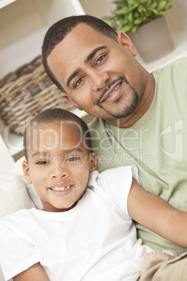 Happy African American Father and Son Family