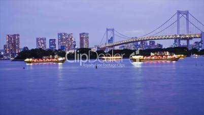 Lighted boats on Tokyo Bay