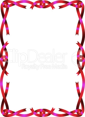 Red ribbon frame isolated on white