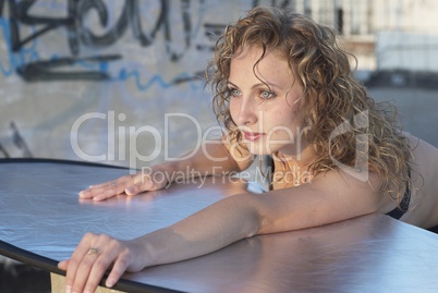 Young woman on roof