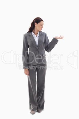 Businesswoman presenting a product