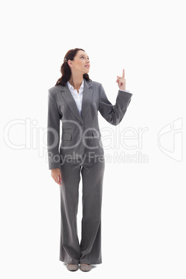 Businesswoman presenting a product on the top