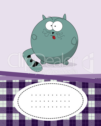 Text card with fat cat