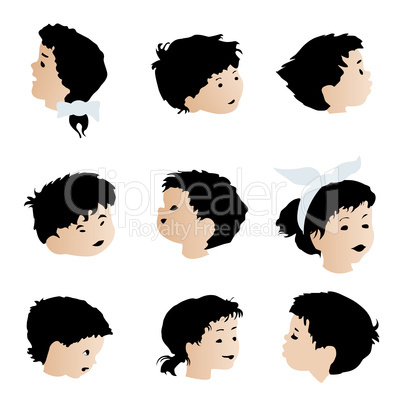Children faces, expressions