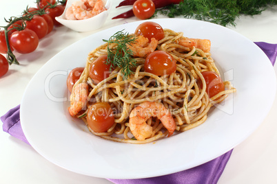 Spaghetti mit Shrimps und Dill