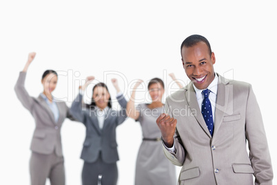 Successful business team with a man in the foreground