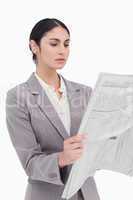 Businesswoman reading the news