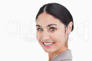 Close up of smiling young businesswoman