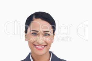 Close up of smiling saleswoman