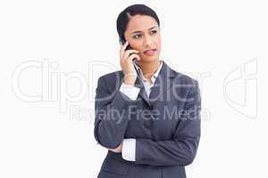 Close up of saleswoman on the phone