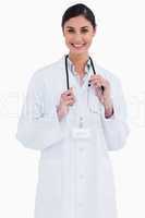 Smiling female doctor with stethoscope around her neck
