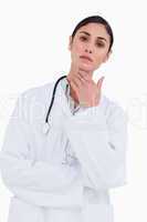 Female doctor in thinkers pose
