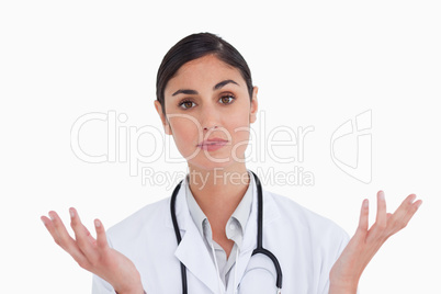 Close up of confused female doctor