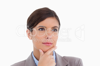 Close up of thoughtful female entrepreneur