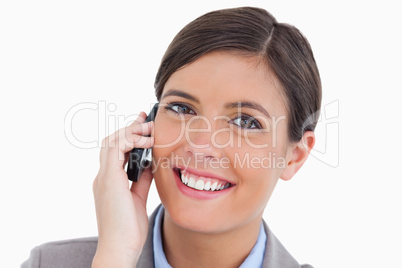 Close up of female entrepreneur on her mobile phone