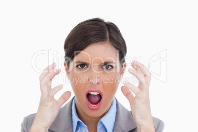 Close up of angry yelling entrepreneur